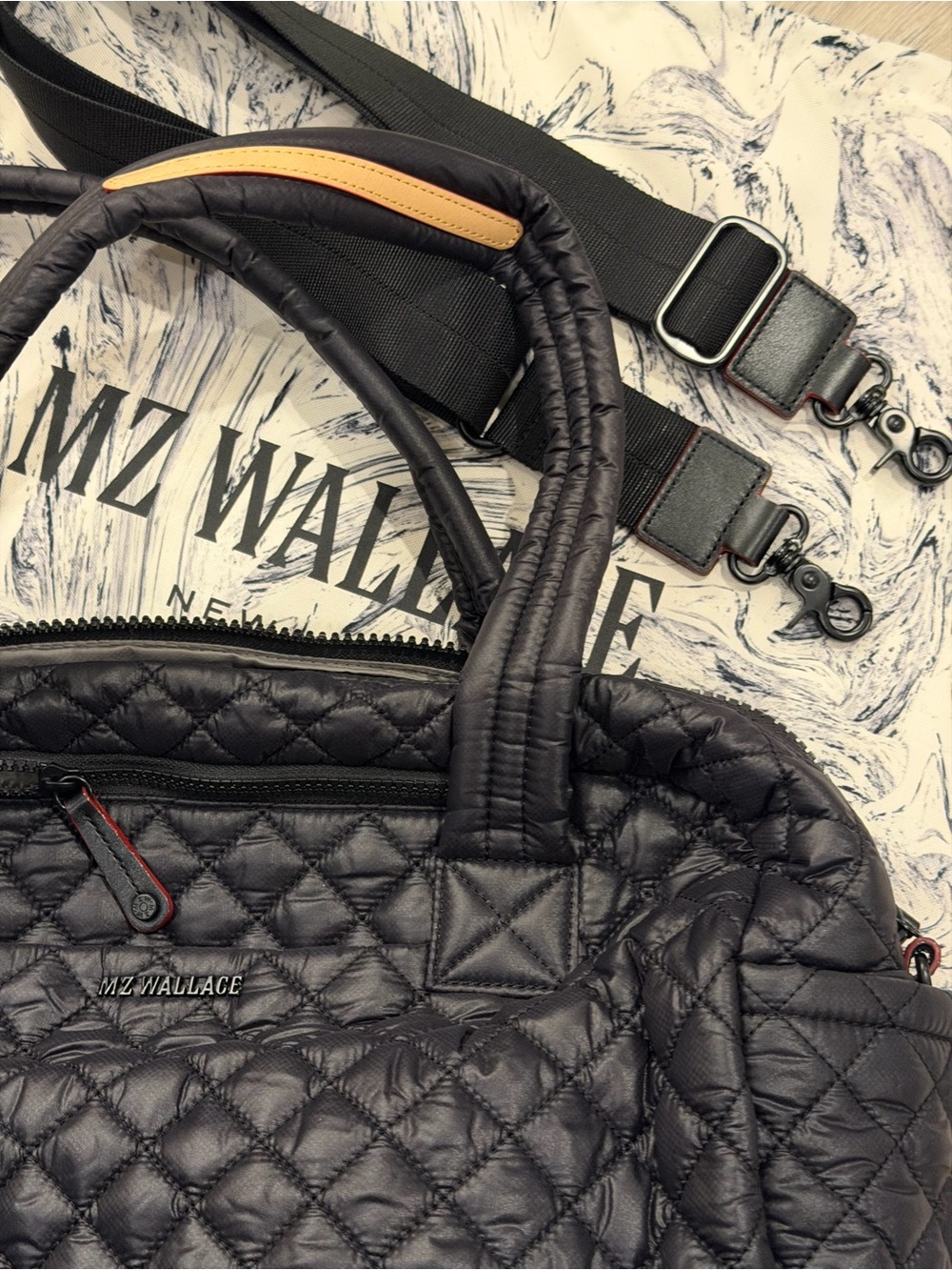 MZ Wallace Jimmy Deluxe Duffel Black with Dust Bag - Picture 2 of 8